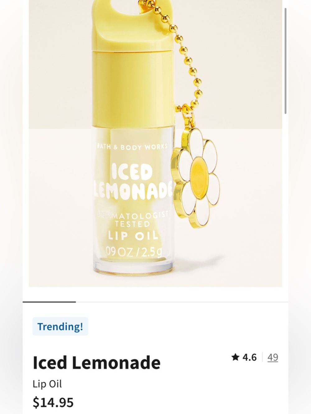 NEW Bath & Body Works ICED LEMONADE Lip Oil with Daisy Charm Limited Edition - Picture 7 of 7